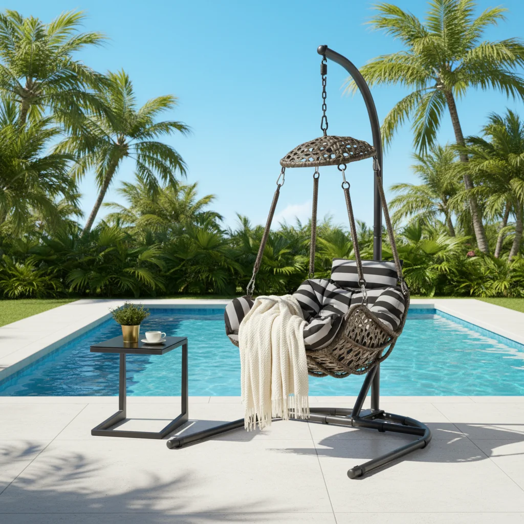 Synthetic Rattan Weaving Modern Design Garden Hanging Chair Patio Swing Chair Waterproof for Outdoor Use in Courtyard & Park