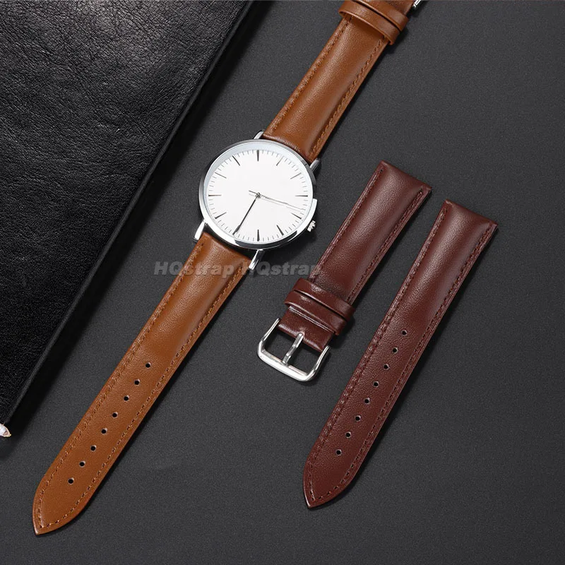 Кожаный ремешок 13 мм, 14 мм, 15 мм, 16 мм, 17 мм, 18 мм, 19 мм, 20 мм, водонепроницаемый браслет, мягкий спортивный удобный универсальный браслет