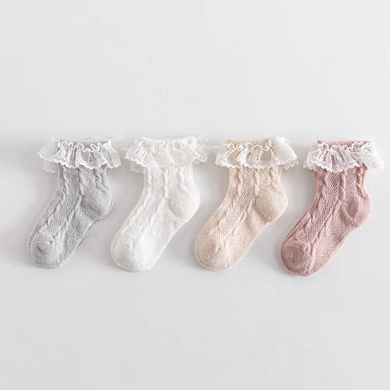 Summer Baby Socks Combed Cotton Mesh Lace Short Socks for Girls 0-1years