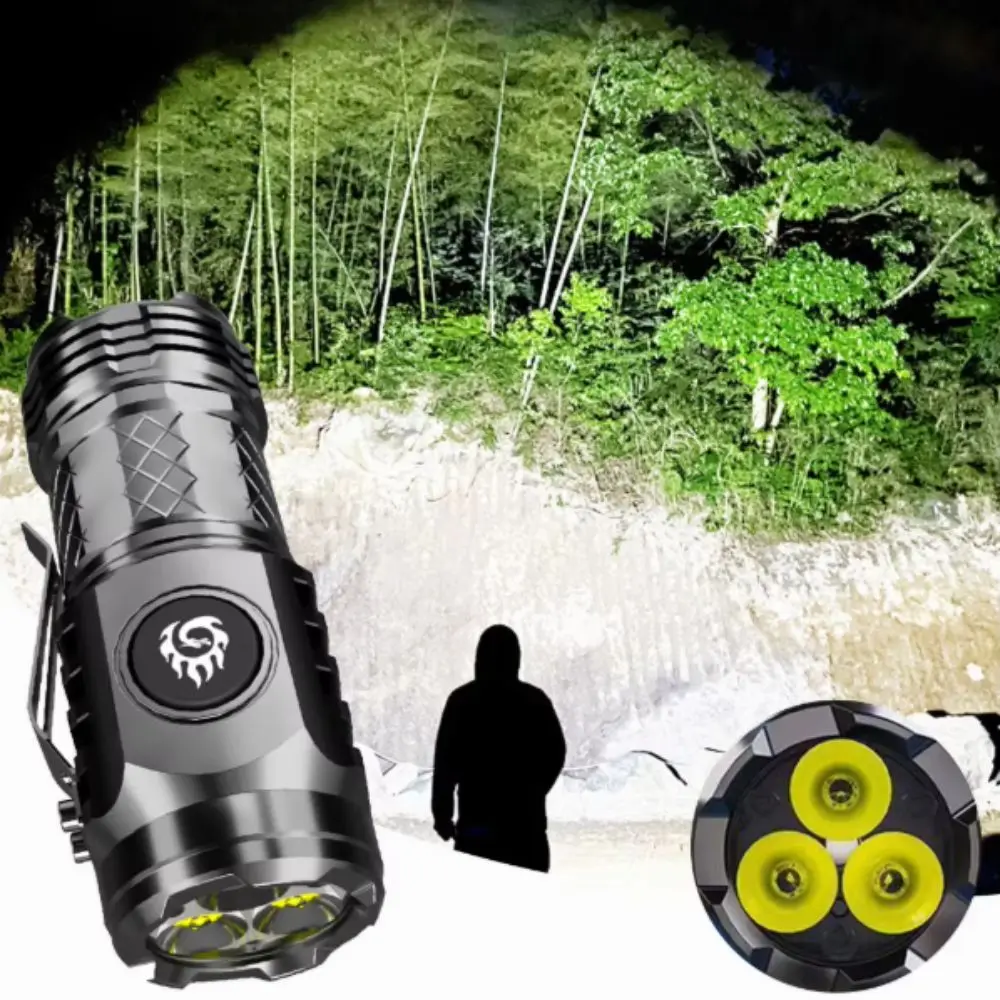 Super Bright Handheld Flashlight Adjustable Brightness USB Rechargeable LED Flashlight Waterproof 3 Lighting Mode Torch Outdoors