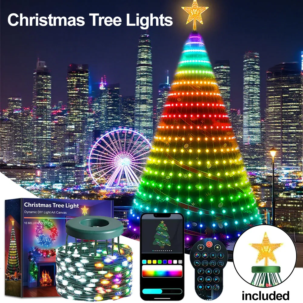 2025 NEW Christmas Decorations Christmas Tree Led Lights String Application DIY Image LED RGB IC Fairy Lights Bluetooth Control