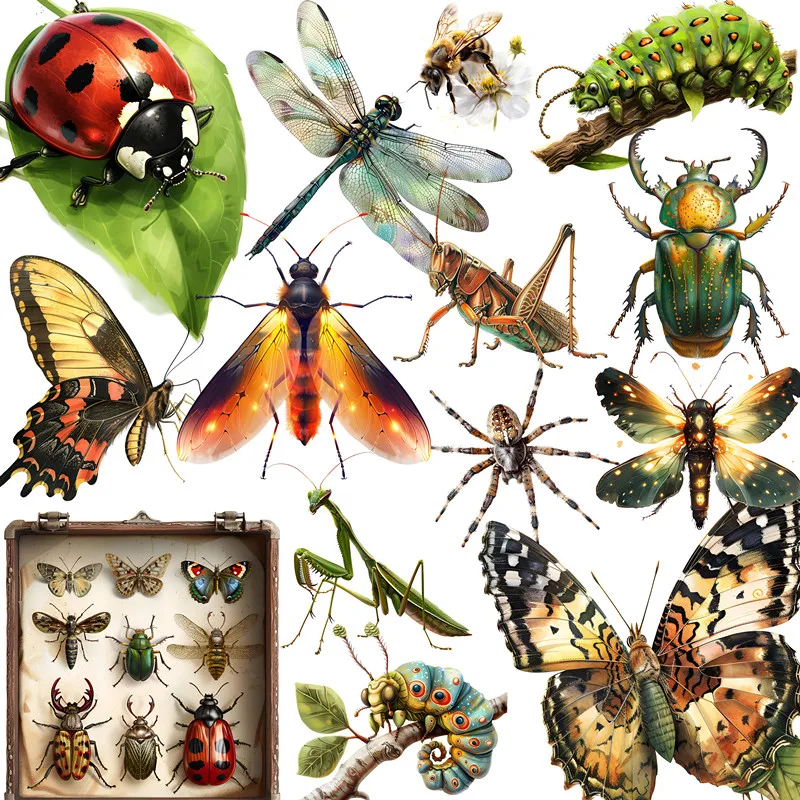 20Pcs/Pack Vintage Insects Sticker DIY Craft Scrapbooking Album Junk Journal Decorative Stickers