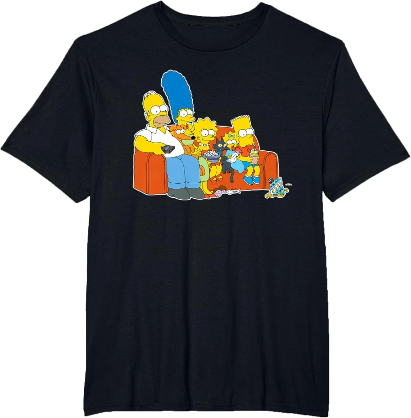 

Summer The Simpsons Homer Marge Maggie Bart Lisa Simpson Couch T-Shirt Retro T-Shirt Breathable Casual Short Sleeve Tee
