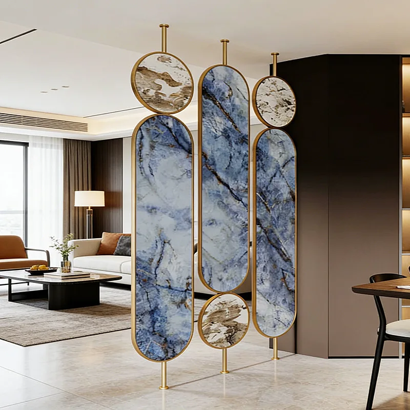 DSA Home stainless steel glass screen New Chinese style indoor partition wall Restaurant hollow block background wall