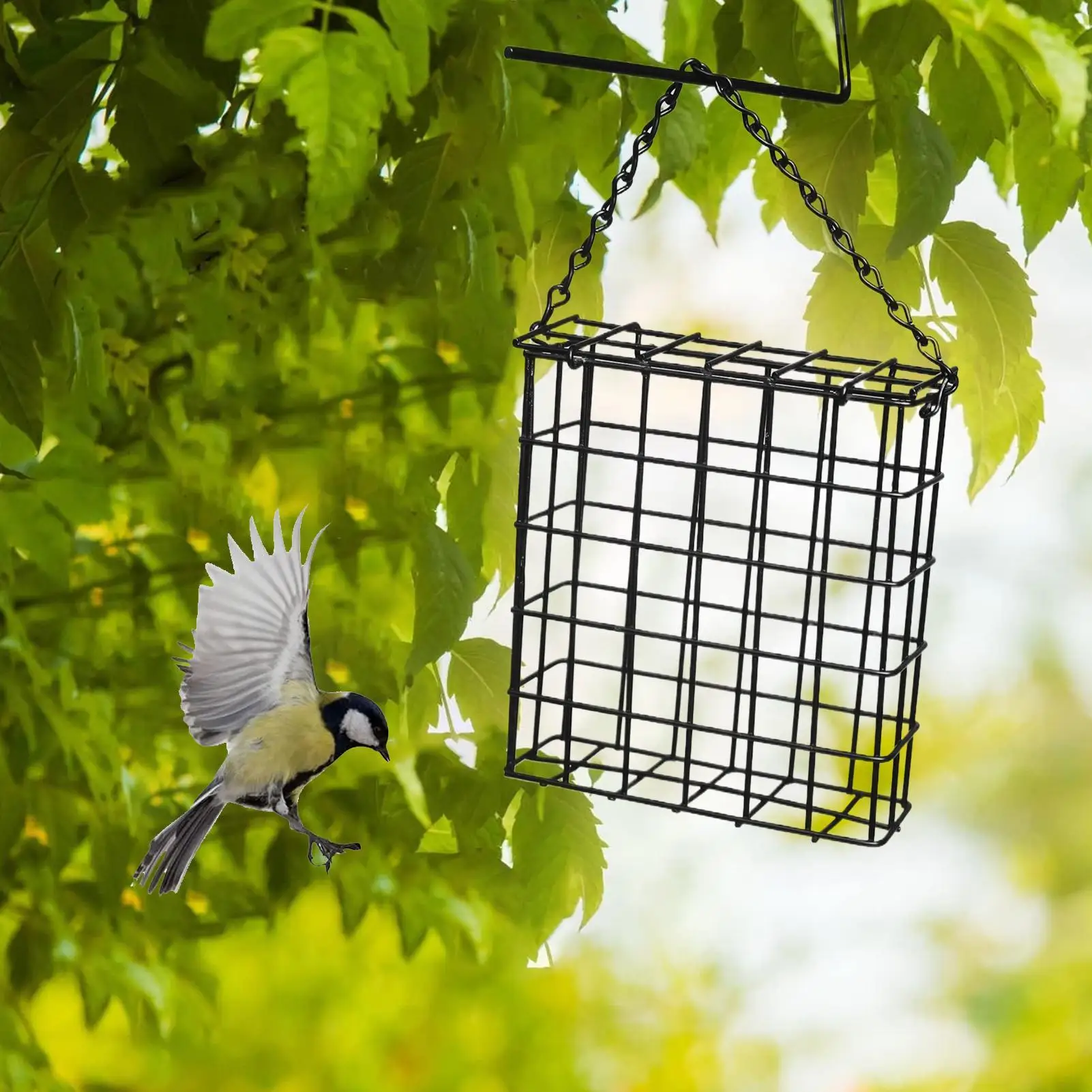 Wire Suet Ball Feeder Wire Metal Cage Feeder for Suet Metal Fat Ball Bird Wire Feeder for Balcony Garden Outdoor Backyard