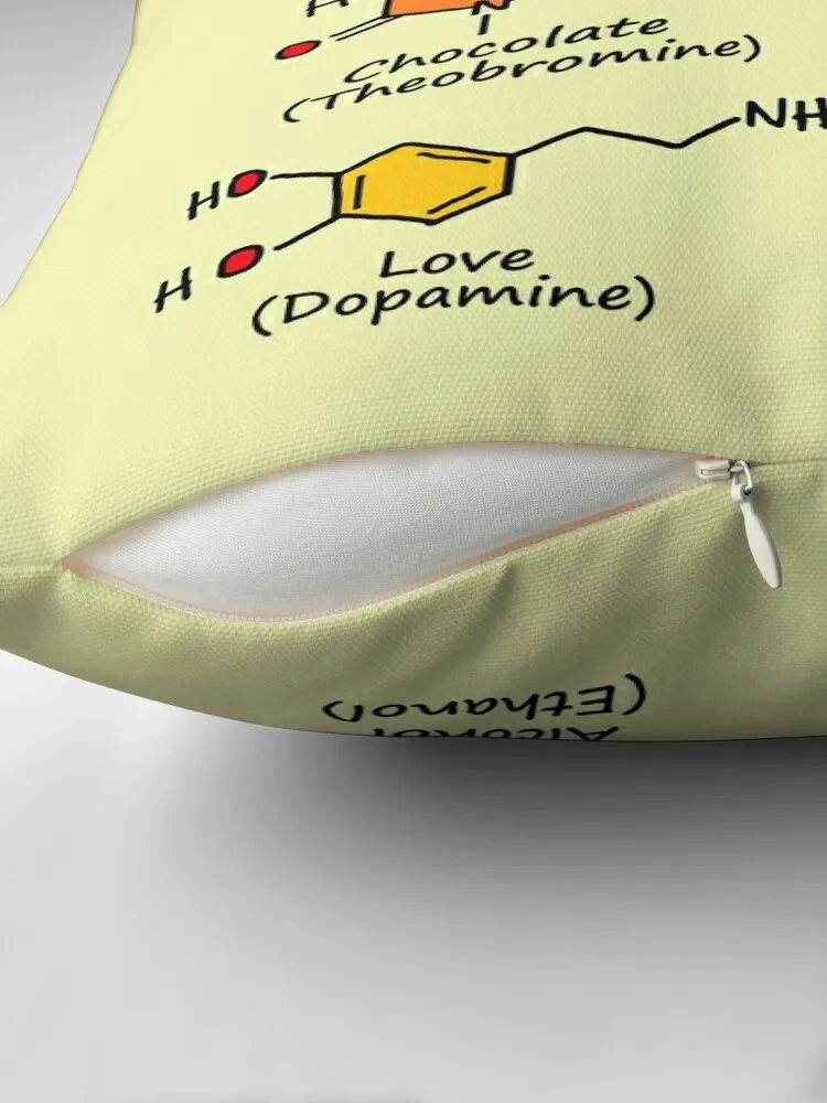 Chemistry is awesome- My Favorite Molecules: caffeine, adrenaline, chocolate, happiness, love, alcohol Throw Pillow