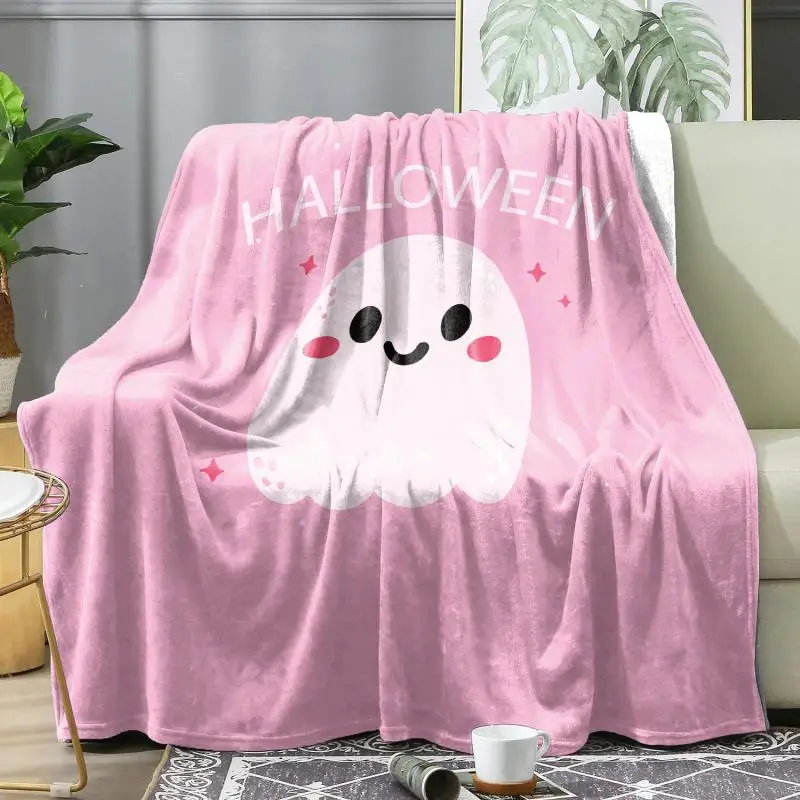 Halloween Rosa Nickerchen-Decke, Warme Weiche Flanell-Decke, Multifunktionale Dekorative Decken, Geschenke für die Feiertage – Detail 7