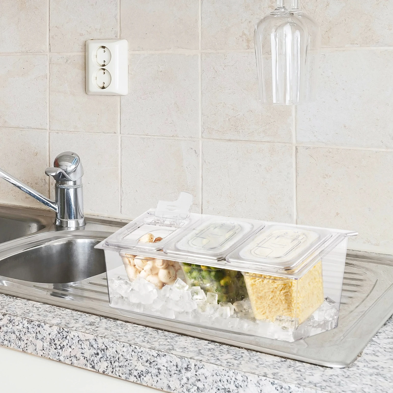 

4pcs Clear Food Pan Lid Universal Handled Storage Lid Leak Proof Jam Container Cover Reusable Condiment Box Replacement