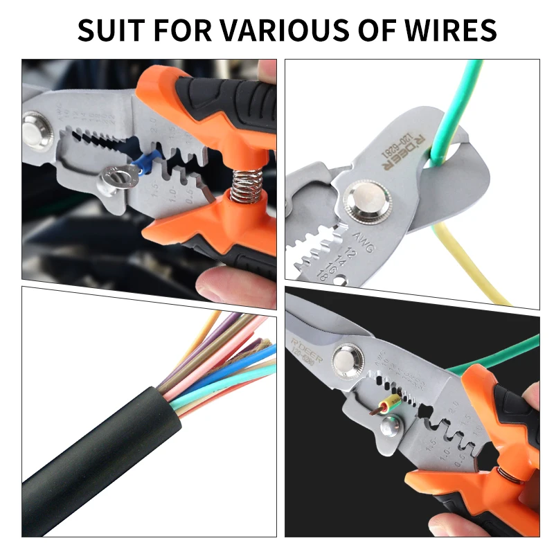 Wire Stripper CR-V Professional Electrician Pliers Wire Cutters Multitool Copper Pipe Crimping Pliers for Electrician Hand Tools