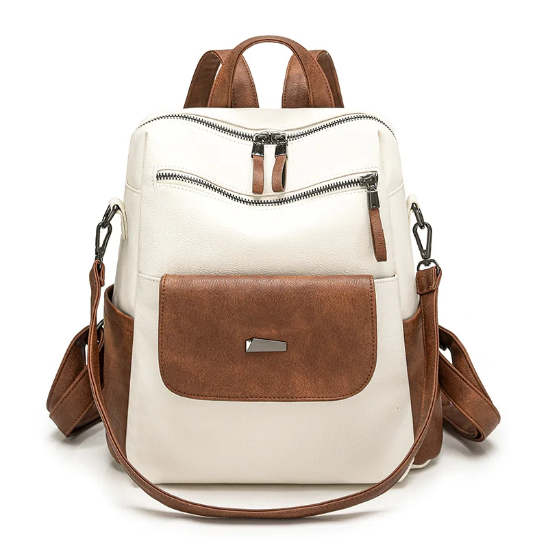

Customized Logo Fashion Pu Leather Laptop Backpack Large Capacity Travel Daypack Lightweight Durable School Bookbag Antitheft