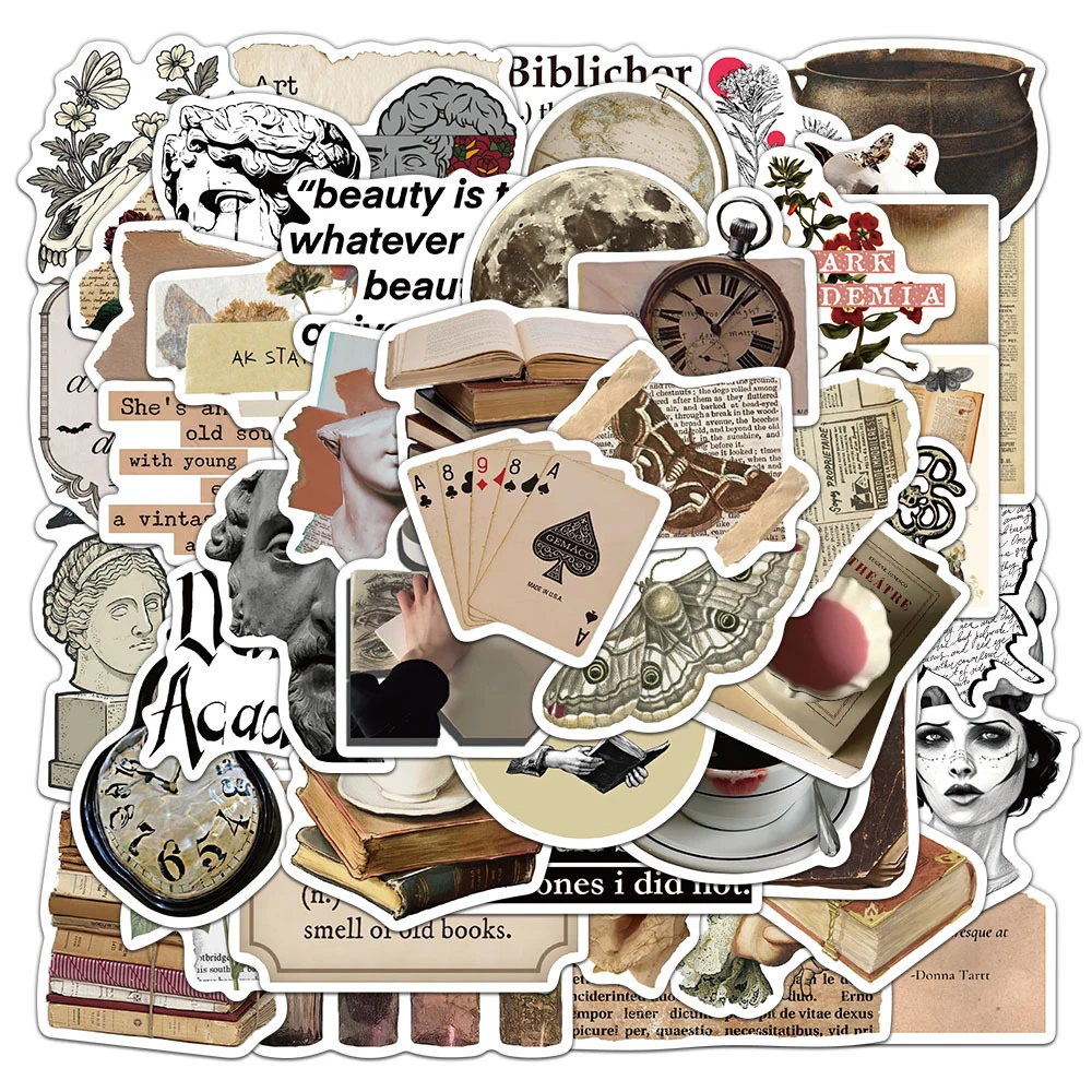10/30/50/100pcs Vintage Dark Aesthetics Vsco Cartoon Stickers DIY Fridge Notebook Laptop Phone Decoration Sticker for Kids Toys