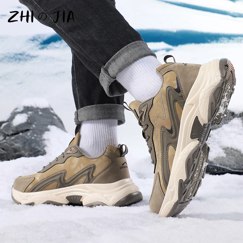 Leisure Sneaker Men\'s Extra Large Plush Shoes Winter Outdoor Warm Shoes Anti slip Durable Mountaineering Travel Footwear 39-47