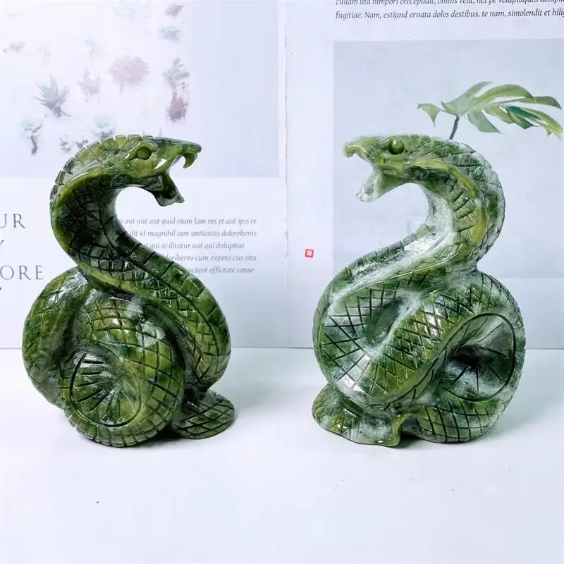 

Natural Ophiolite Snake Crystal Animal Carving Crafts Healing Energy Stone Fashion Family Ornaments Birthday Gift 1pcs