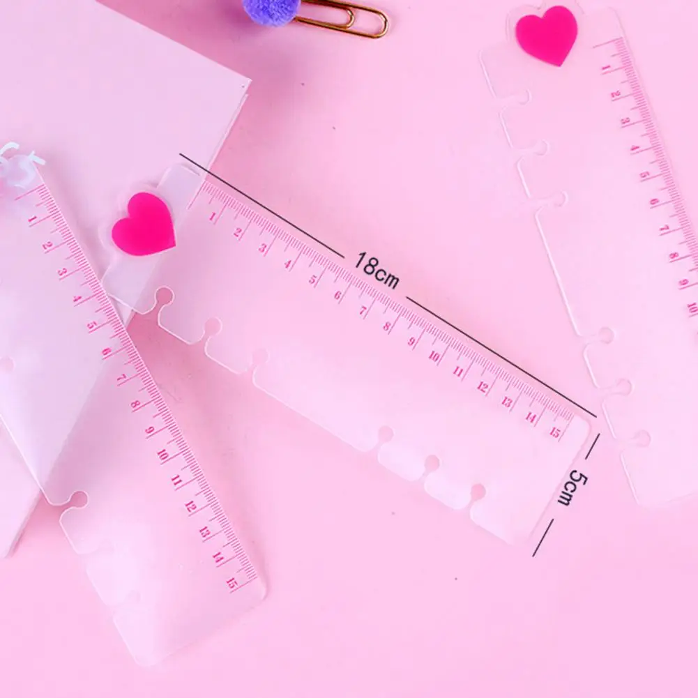 2Pcs 15/20cm Bookmark Ruler Clear Pattern Precise PVC Adorable Heart Pattern Scrapbook Ruler Binder Index Divider For Students
