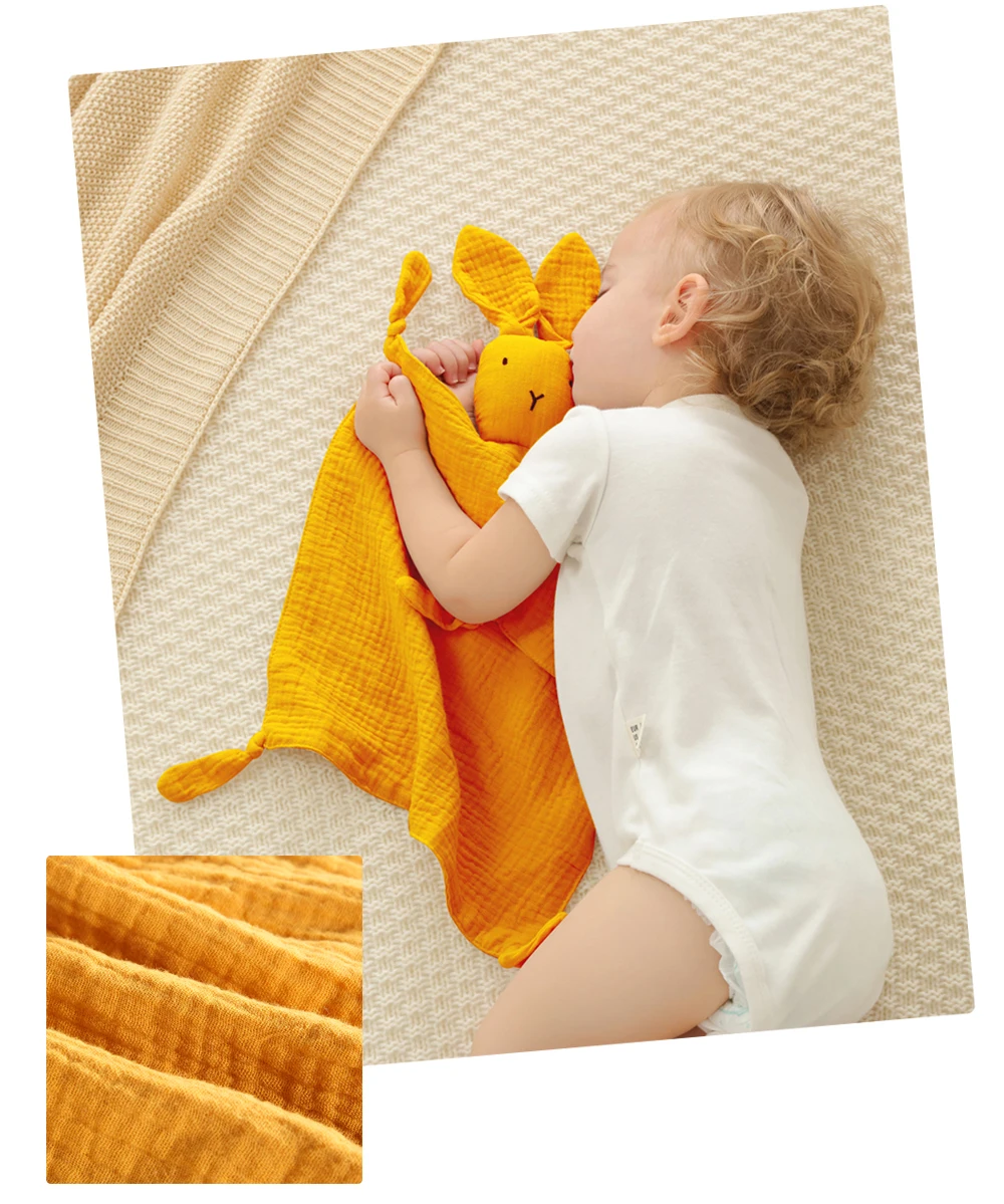 Musselin Baby Komfort Handtuch Baumwolle Tröster Decke Weiche Neugeborene Schlaf Puppen Kinder Mode Schlaf Spielzeug Beruhigen Beschwichtigen Handtuch Lätzchen – Detail 8