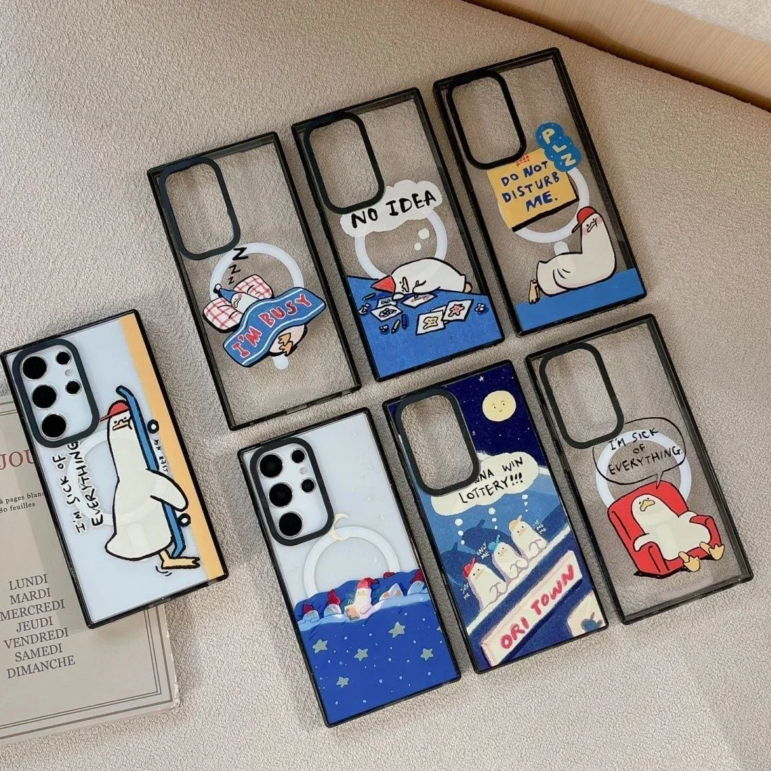 Lazy Duck MagSafe Acrylic Border Magnetic Phone Case for Samsung Galaxy S22U S23 Ultra S24 Ultra Cover Protective Shell