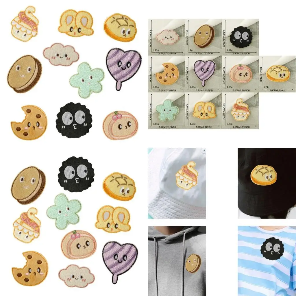 

10 Pcs Hamburger Sewing Patches Cookie Embroidered Patches Iron On Patches Y08E