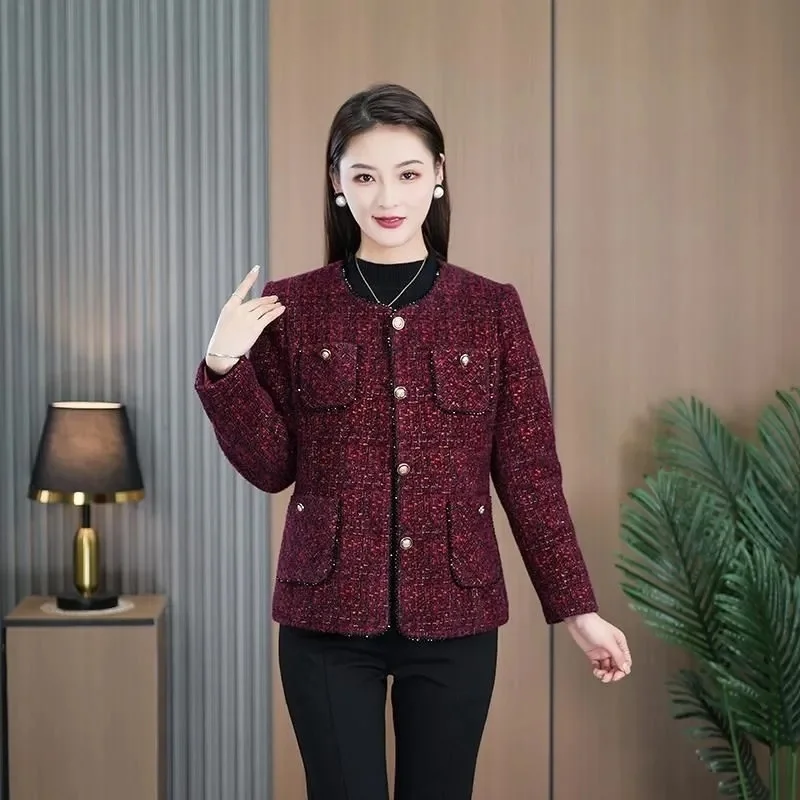 Frühling Herbst Frauen Rundhals Kurze Outwear Koreanische Damen Große Größe 5XL Tops Mantel 2025, Weibliche Mode Patchwork Casual Jacke