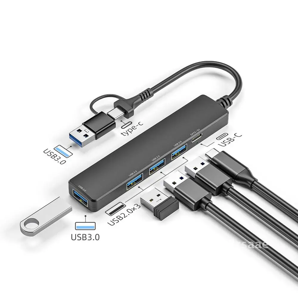 

Type-C HUB USB 3.0 Extender Splitter with 4 Ports - 1 USB A, 3 USB A, 2 USB C, 2 USB C One Drag Four Private Mold