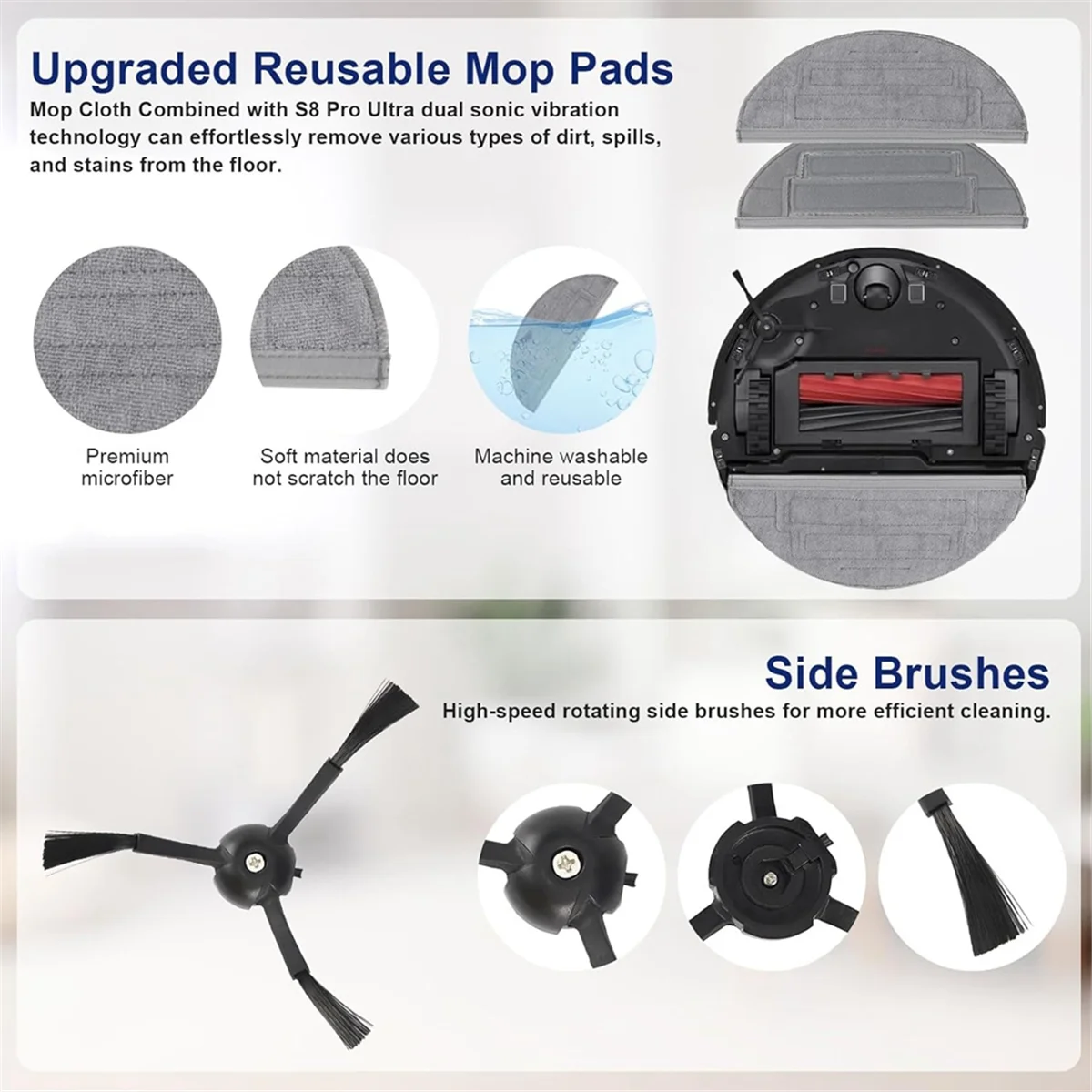 

Для робота-пылесоса Roborock S8 Pro Ultra, запасные части, основная боковая щетка, накладка для швабры, моющийся фильтр, вакуумные мешки — A19G