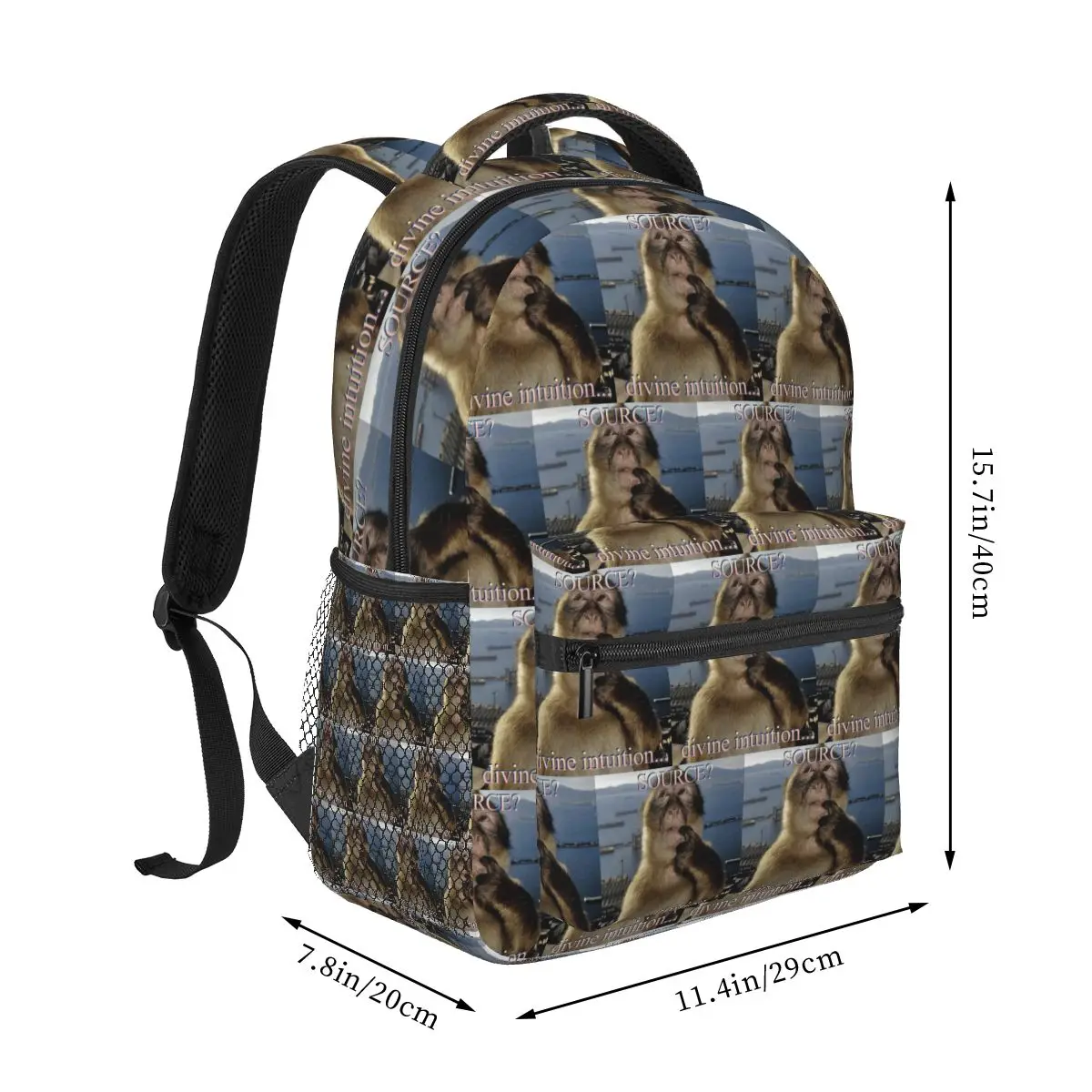 Source Divine Intuition Thinking Monkey Meme Backpack Hot Sale Daypack Children BookBag School Bag Shoulder Bags for Men Women