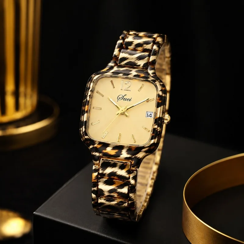 Luxury Leopard Print Watches for Women Simple Fashion Square Ladies Watch Elegant Dress Female Quartz Clock Gift Montre Femme
