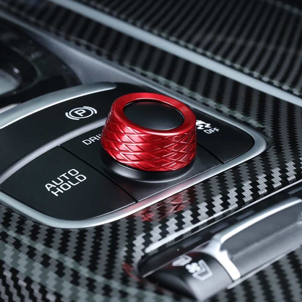 

For Kia Stinger 2018-2023 Aluminum Car Central Console Gear Shift Drive Model Control Knob Ring Cover