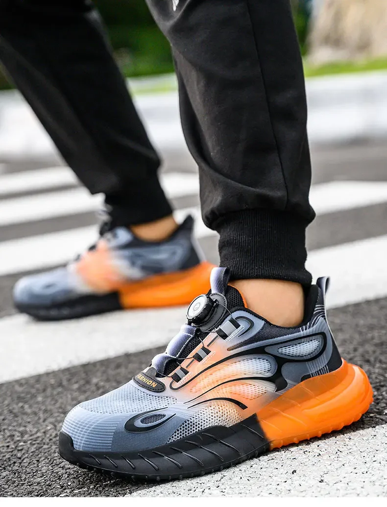 Slip Resistant Light Weight Safety Shoes Anti-Puncture Anti-smash Work Sneakers Fashion Adjustable Steel Toe Work Boots for Men