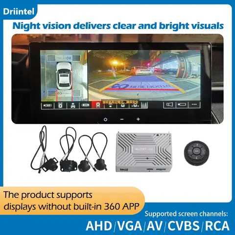 4 Way Dash Camera with Night Vision, 360°Surround View Parking Monitor, 1080P HD All Around View Driving Recorder ，Car DVR Syste