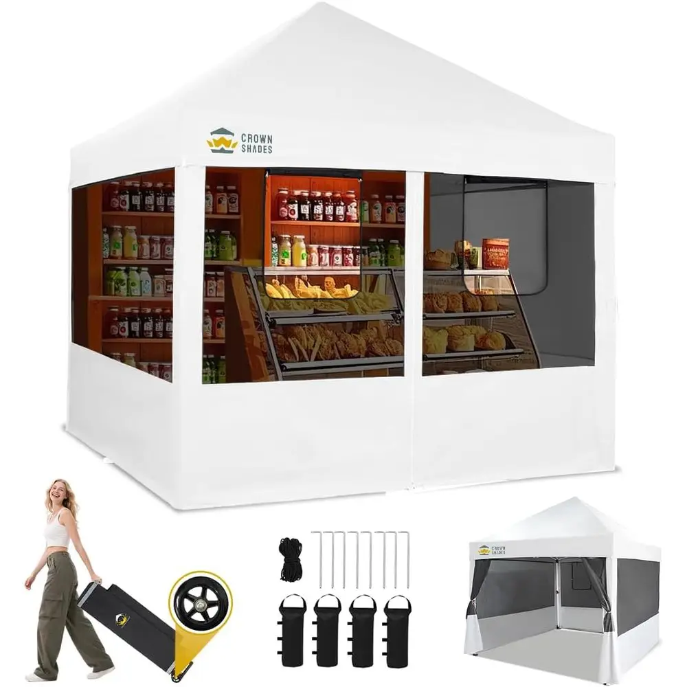 

10x10 Quick Setup Silver Coated Mosquito Net Tent with 400D Fabric, Wheels, and Portable Storage Bag