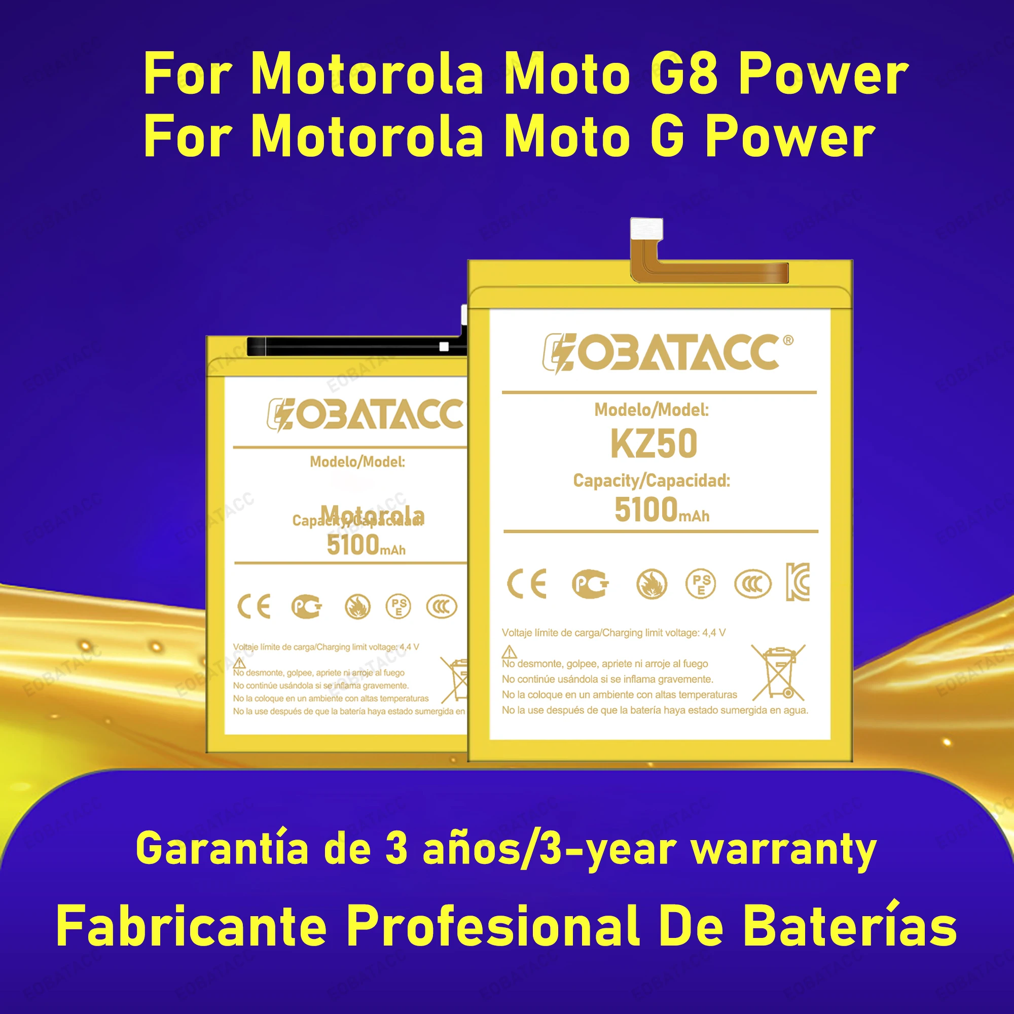 

2025 лет EOBATACC 100% новый аккумулятор KZ50 5100 мАч для Motorola Moto G8 Power XT2041 аккумуляторы для телефона + бесплатные инструменты