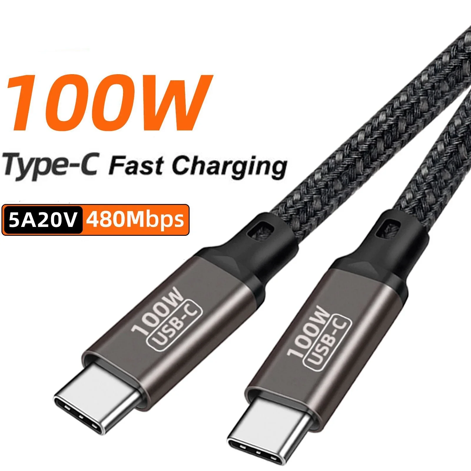 PD3.0 USB C Data Cable USB-C 100W 240W Cable Type C Charger Fast Charging For MacBook Pro USB Type C PD 100W E-Marker/Chip Cable