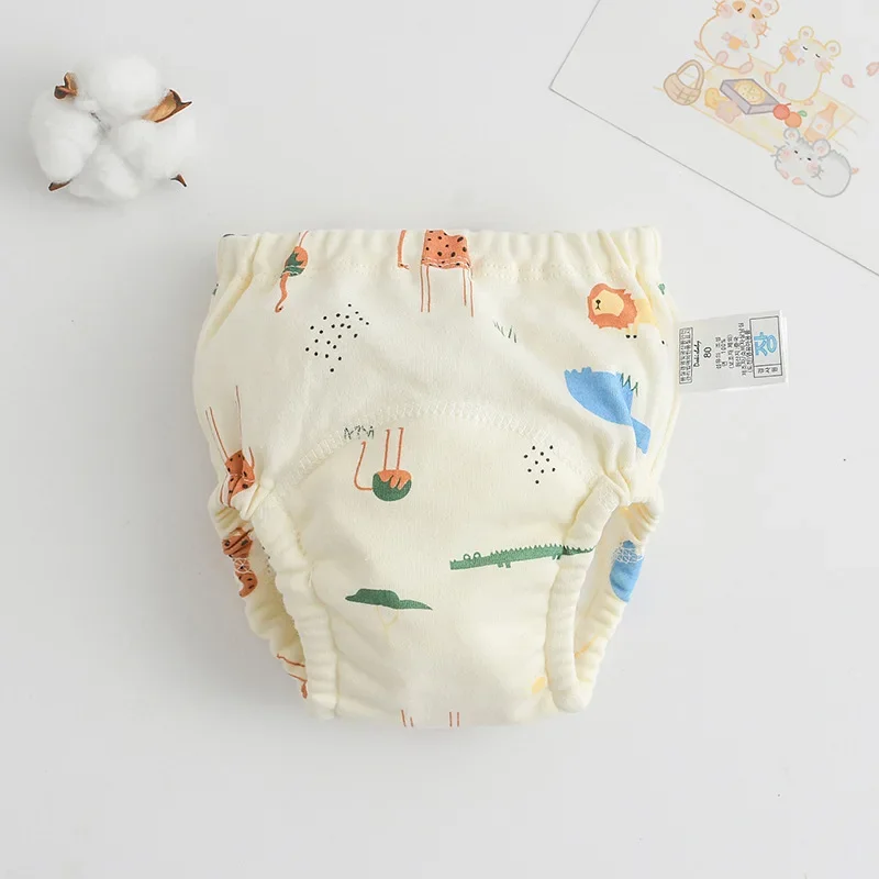 New BabyDiaper Cartoon Animal Hippopotamus Lion Dinosaur Waterproof Diaper Pocket Diaper Training Pant Gauze Diape Learning Pant