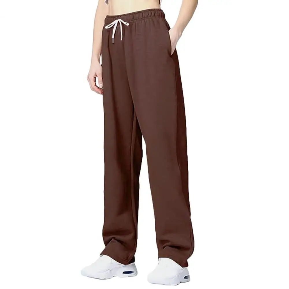 Women Trousers Mid-rise Wide Leg Pants with Adjustable Drawstring Sport for winter clothes women 2024