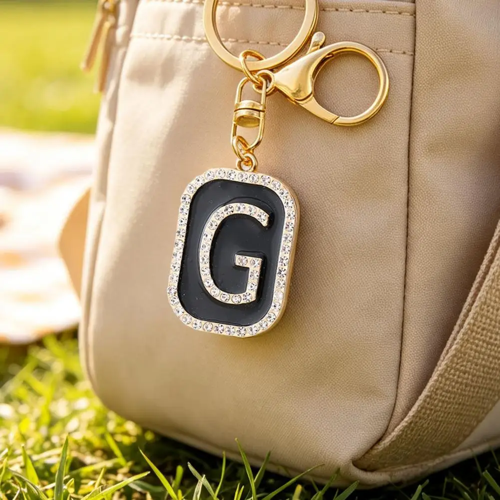 Metal Key Holder Letter Bag Charm Rhinestone Alphabet Keychain Set Zinc Alloy Letter Keyring Collection Sparkling for Handbags