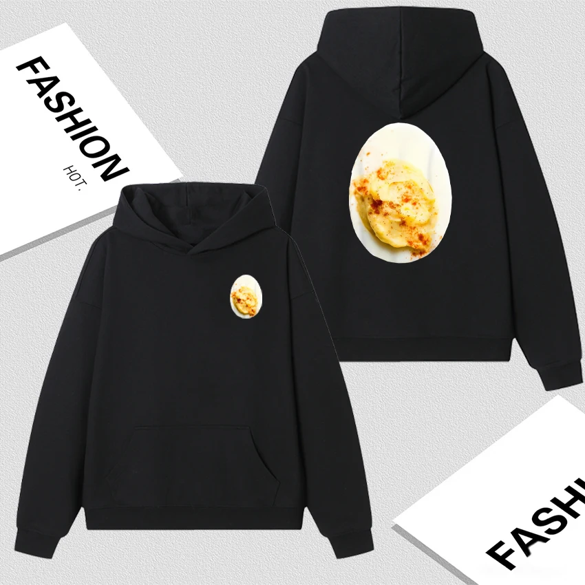 

Deviled Egg Pattern Autumn Winter Sweatshirt Bodywarmer Men Women Fleece Casual Fashion Long sleeve Casual Loose Hoodie Unisex