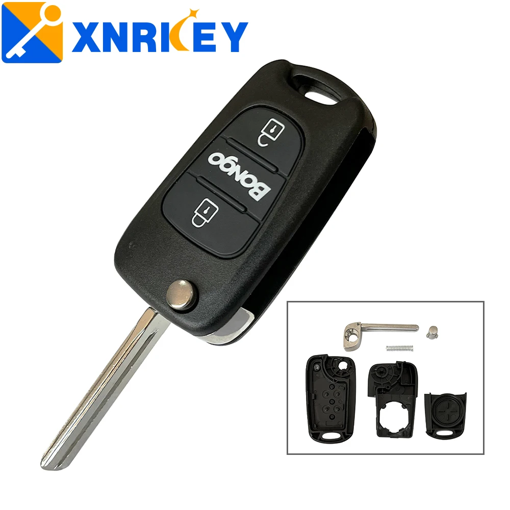

XNRKEY 5/10 Pcs 3 Button Flip Folding Remote Car Key Shell Fob for Hyundai Kia Bongo Key Case Cover with TOY40 Blade