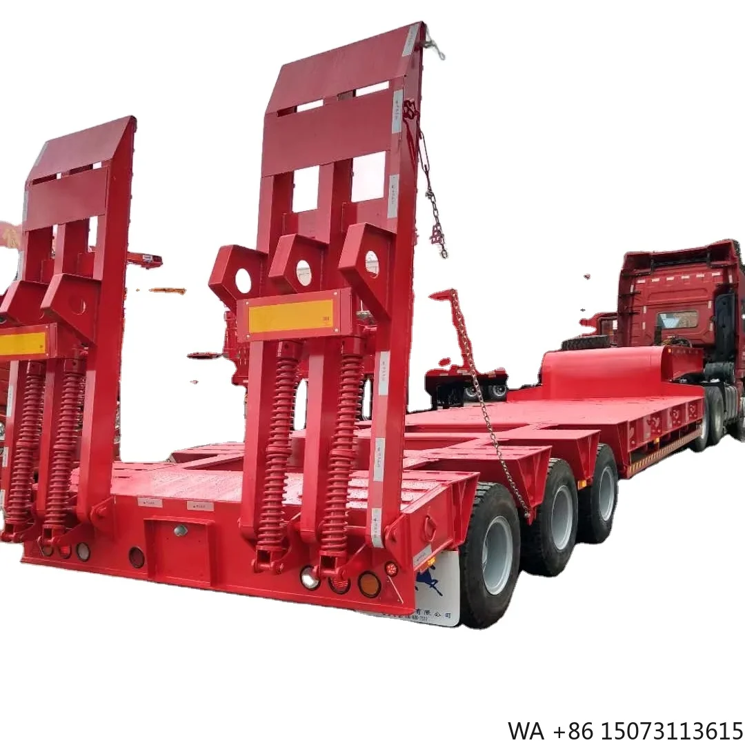 Classic Three Axle Lowbed Semi Trailer for Large Scale Mechanical Transportation