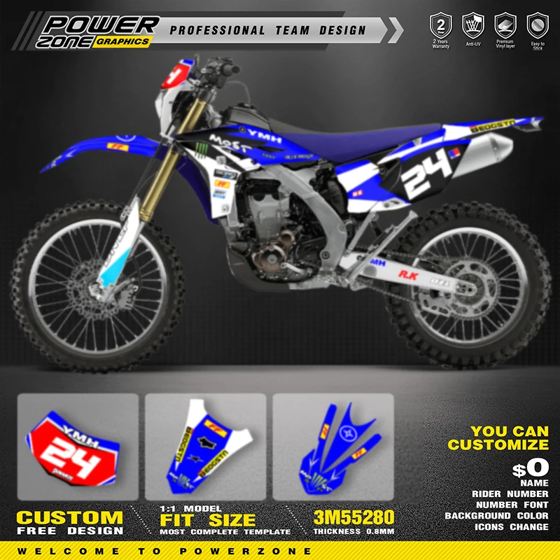 

PowerZone Custom Team Graphics Backgrounds Decals Stickers Kit For YAMAHA WRF450 2012 2013 2014 2015 Motorcycle Decals 07