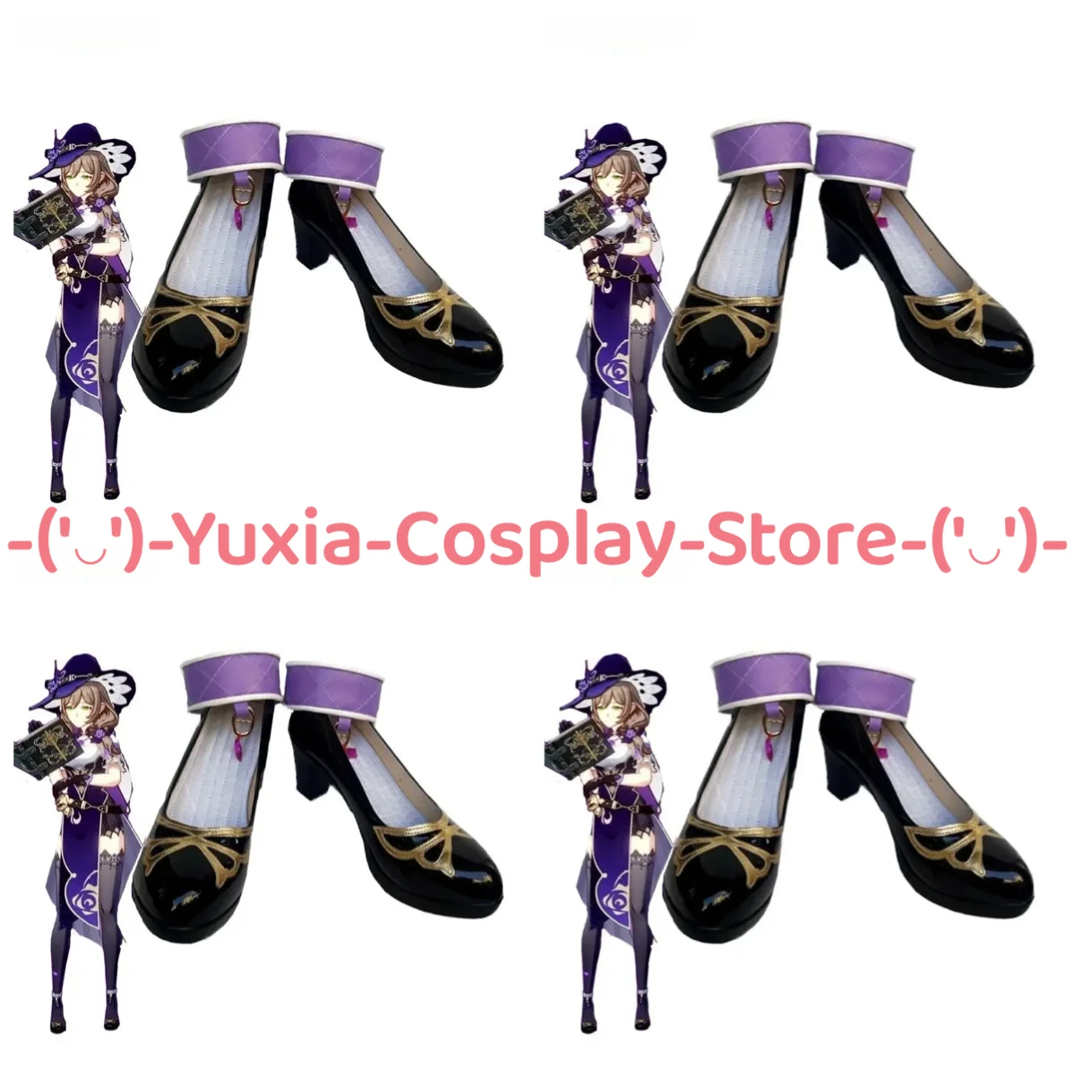 

Yuxiacosplay! Genshin Impact Lisa Cosplay Shoes Anime Game Character Prop PU Leather Boots Halloween Carnival Party Costume