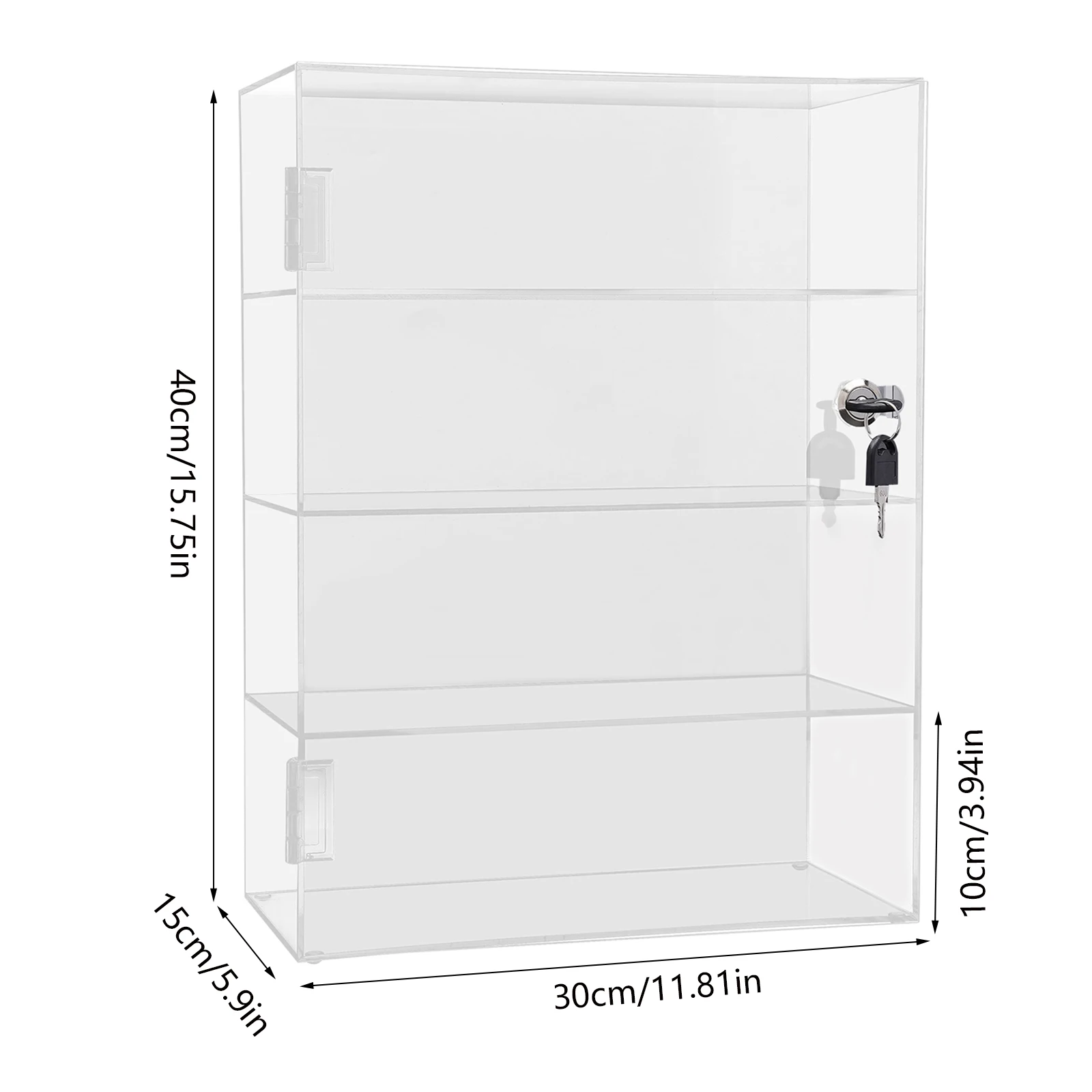 LOYALHEARTDY Acrylic Showcase 4 Layer Square Clear Display Case Countertop Box Dustproof Shelves with Lock Display Collectible