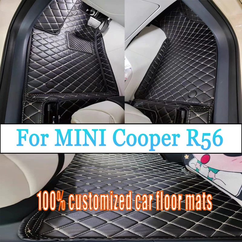

Custom Automotive Car Floor Mats For MINI Cooper R56 2007 2008 2009 2010 Auto Luxury Leather Men Women Car Mats Full Coverage