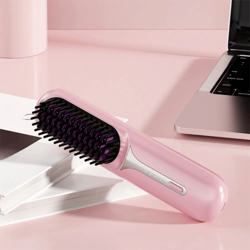 

Fast Heating Wet Dry Hair Straightener USB Charging Wireless Hair Straightener Brush Professional Adjustable Temperature