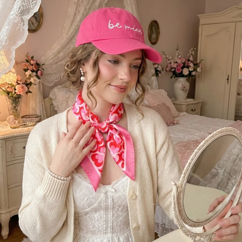 1 Satz süßer Valentinstag-Schal und Baseballkappen für Damen, Retro für lässige Streetwear-Kappe, perfekt für Camping, Paare, Partys