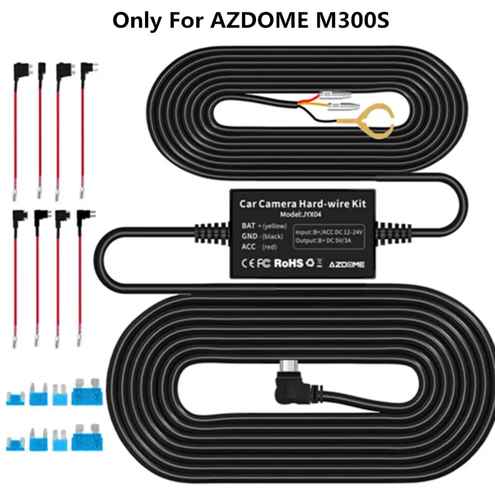 

AZDOME JYX04 Micro-USB 3-Lead Acc Hardwire Kit Port for Only M300S Dash Cam