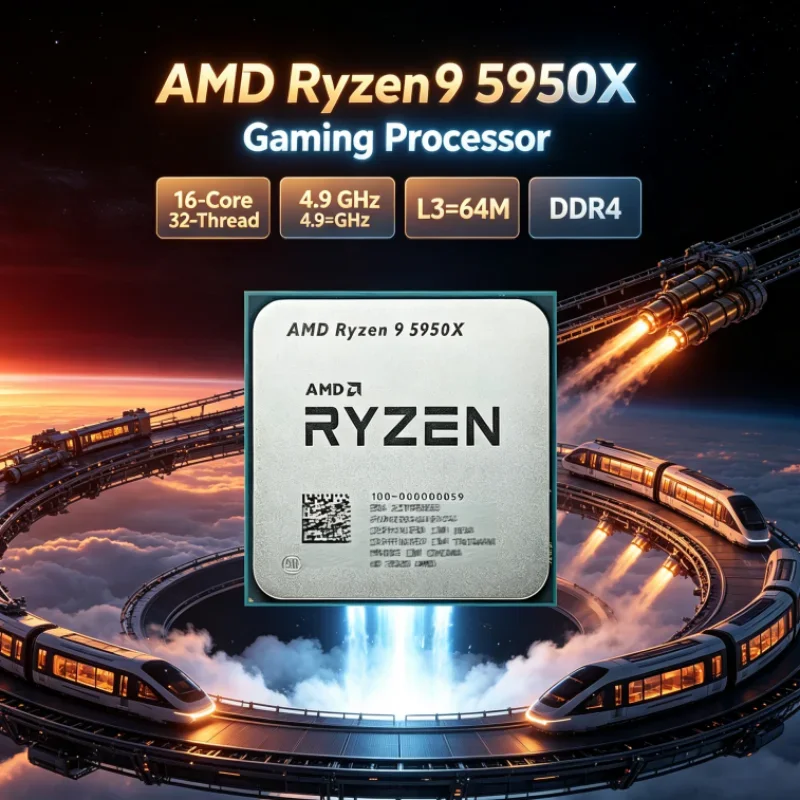 AMD Ryzen 9 5950X 105W 16-Core 32-Thread 3.4 GHz but without cooler DDR4 Socket AM4 L3=64M Gaming CPU UP to 4.9GHz