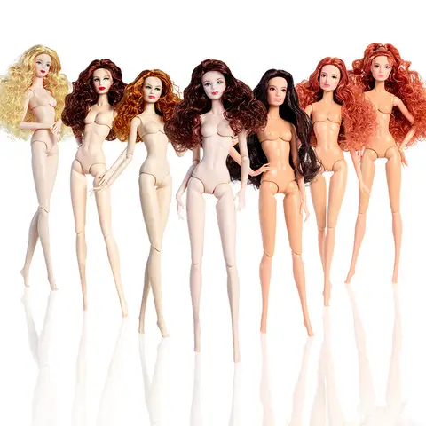유럽 패션 1/6 BJD 인형 바디 블론드 헤어 데일리 복장, 귀여운 파티 가운, 12 인치 장난감, 어린이 DIY 장난감, 생일 선물