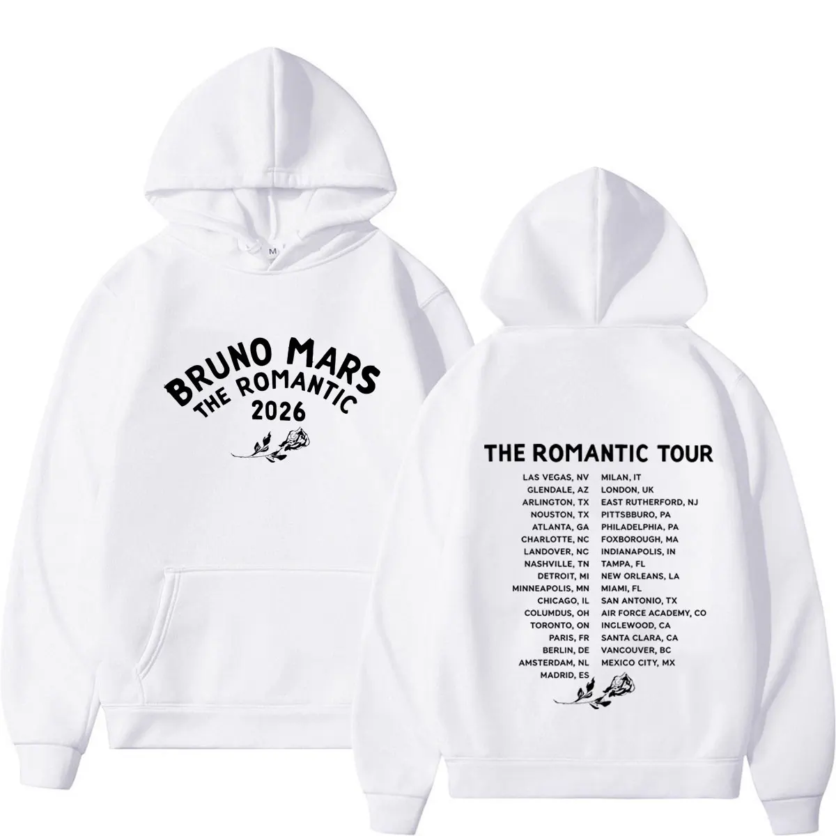 Bruno Mars Romantic Tour 2026 Print Hoodie Men's Fleece Sweatshirt