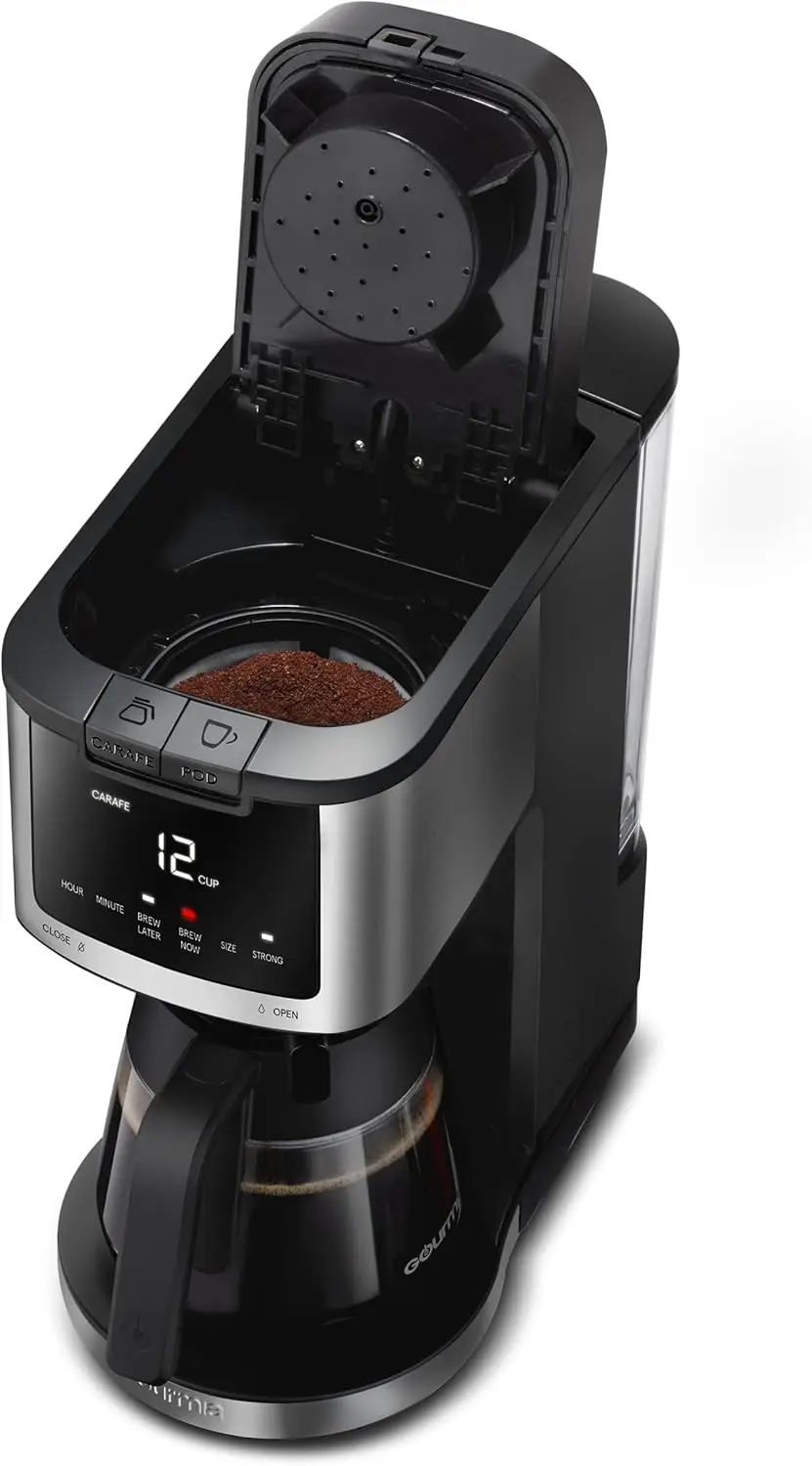 Cialde monodose 2 in 1 + caffettiera da 12 tazze con regolazione fino a 4 ore per tenere al caldo