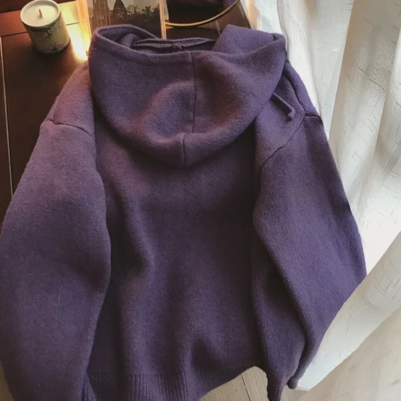 7 Colors Cardigan Women Hooded Sweater Casual Autumn Ulzzang Knitted Loose Cozy Girls Streetwear All-match Classic Simple Warm